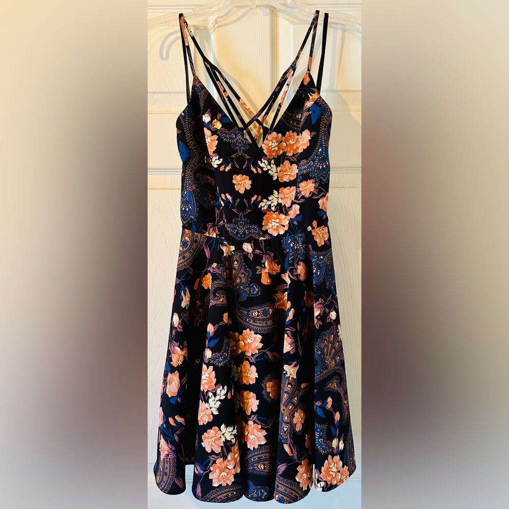 Bebe x Naven Floral Criss Cross Back Dress